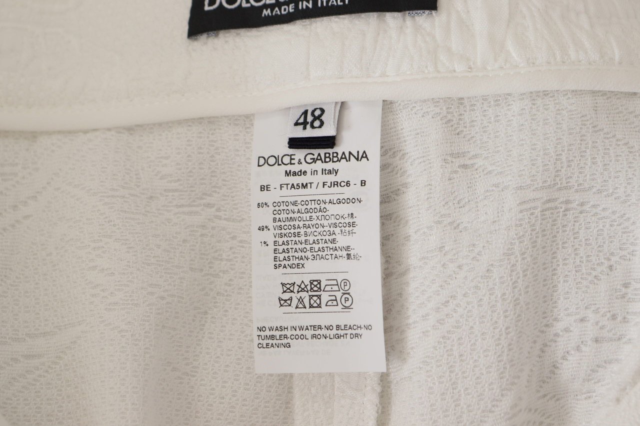 Dolce & Gabbana White High Waist Culotte Cotton Shorts Wit