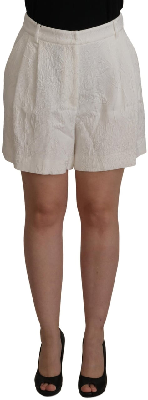 Dolce & Gabbana White High Waist Culotte Cotton Shorts Wit