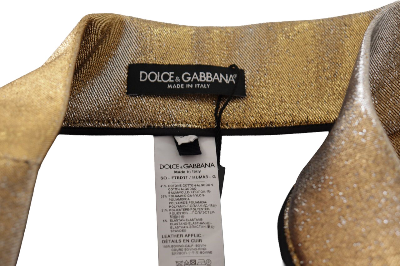Dolce & Gabbana Gold Cotton Blend Glittered Hot Shorts Goud