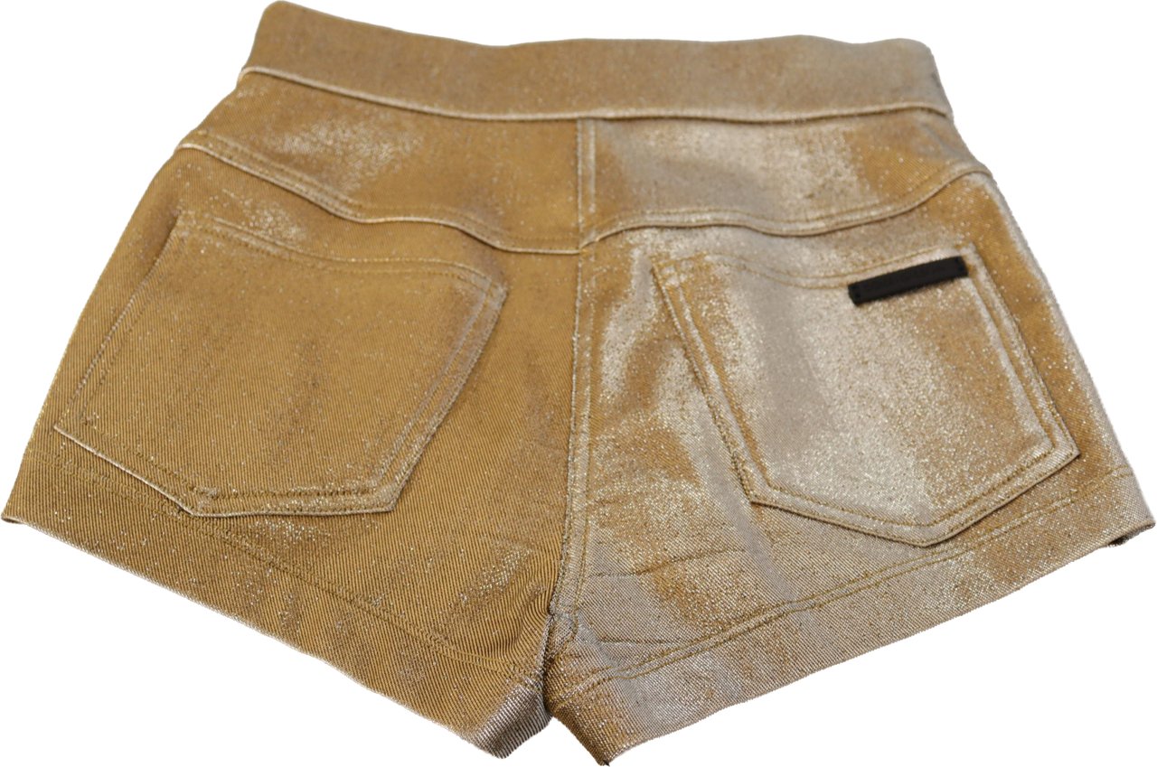 Dolce & Gabbana Gold Cotton Blend Glittered Hot Shorts Goud