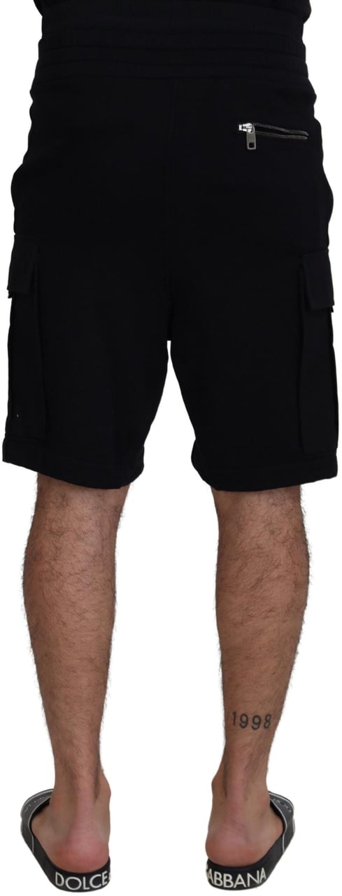 Dolce & Gabbana Black Cotton Bermuda Cargo Shorts Zwart