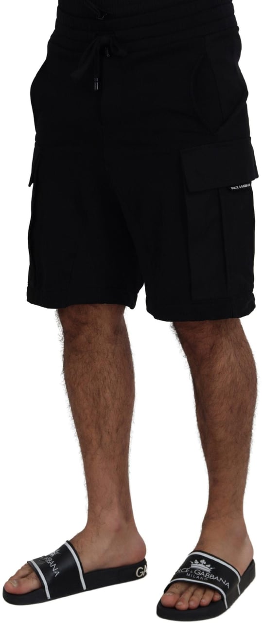 Dolce & Gabbana Black Cotton Bermuda Cargo Shorts Zwart