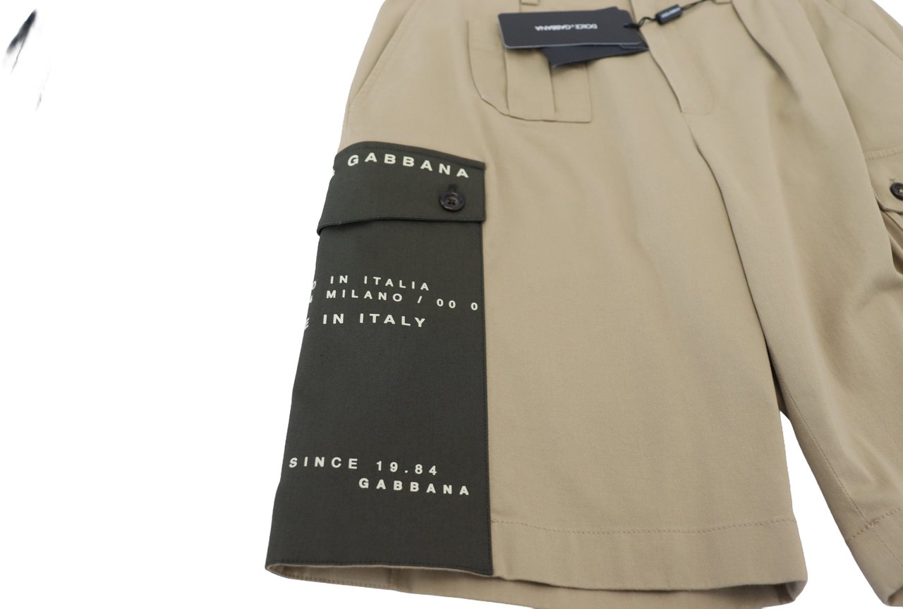 Dolce & Gabbana Beige Cotton Cargo Bermuda Shorts Beige