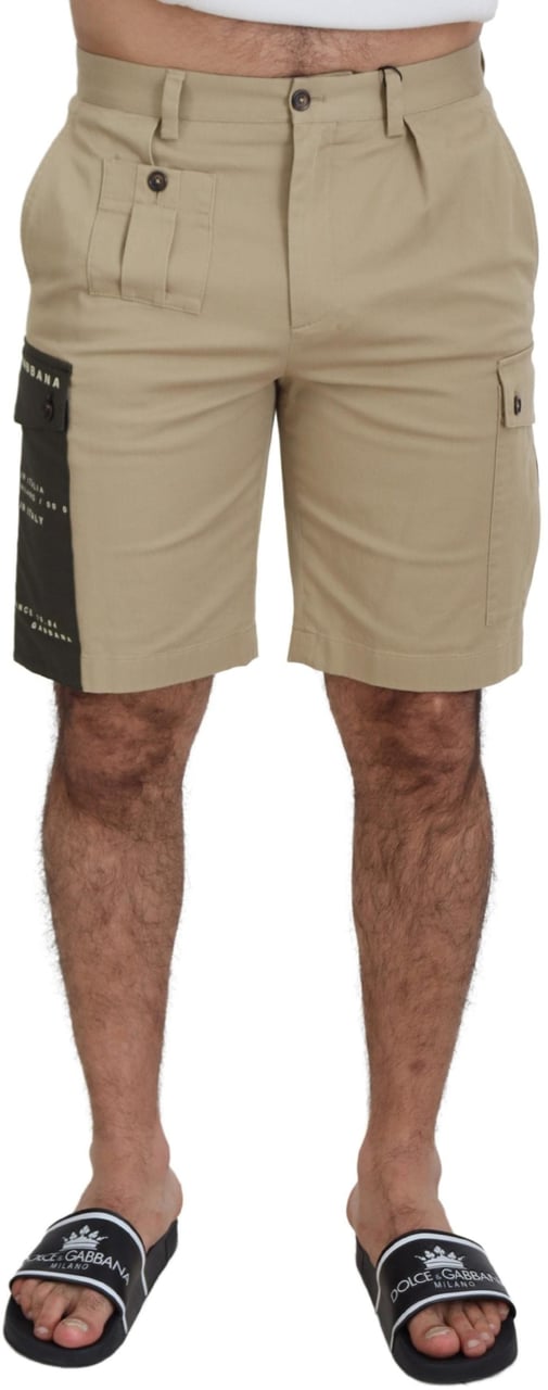 Dolce & Gabbana Beige Cotton Cargo Bermuda Shorts Beige