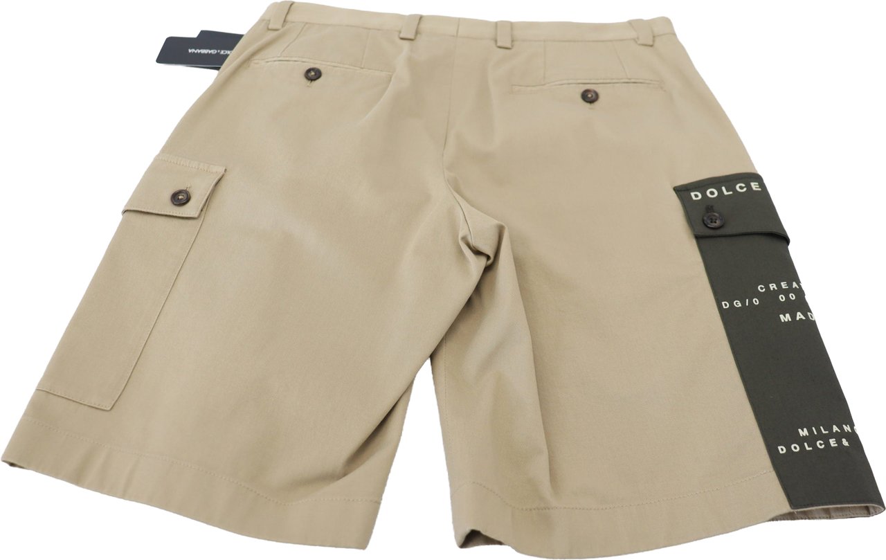 Dolce & Gabbana Beige Cotton Cargo Bermuda Shorts Beige