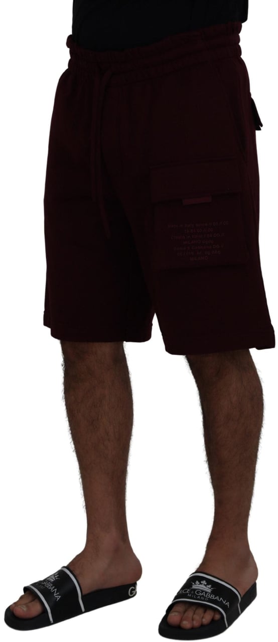 Dolce & Gabbana Maroon Bermuda Cargo Men Shorts Zwart