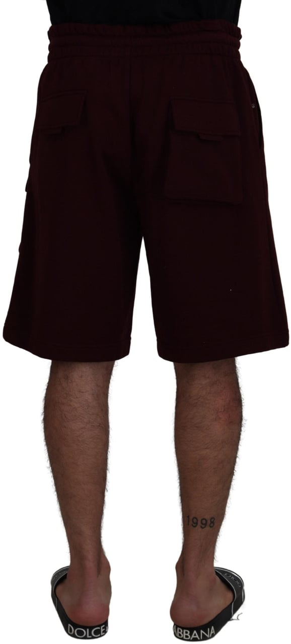 Dolce & Gabbana Maroon Bermuda Cargo Men Shorts Zwart