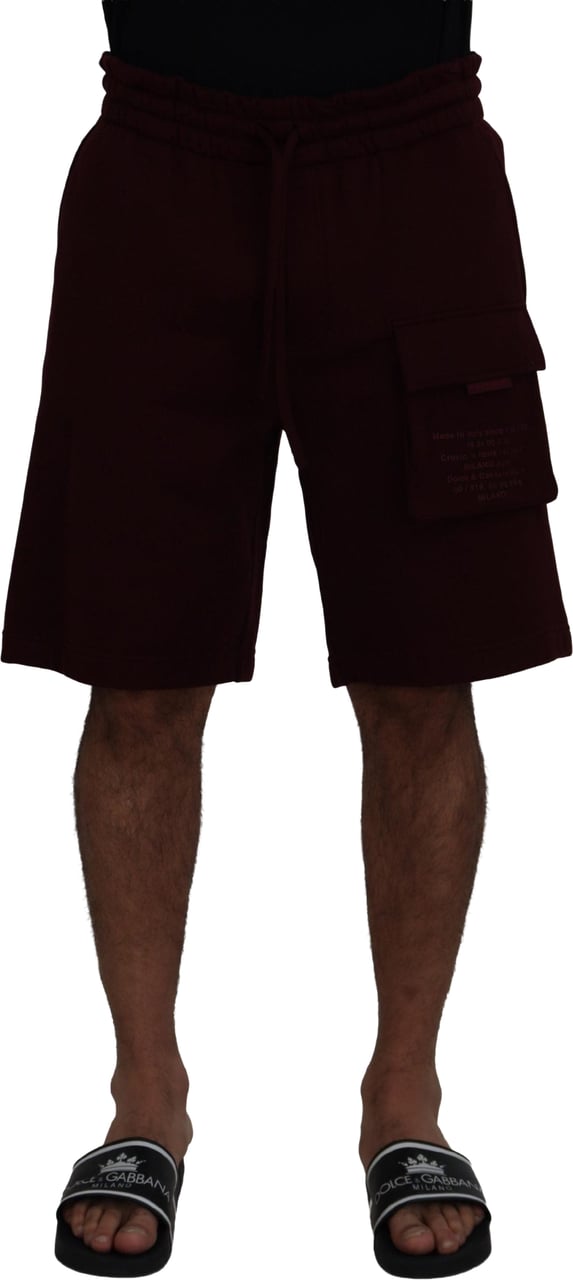 Dolce & Gabbana Maroon Bermuda Cargo Men Shorts Zwart