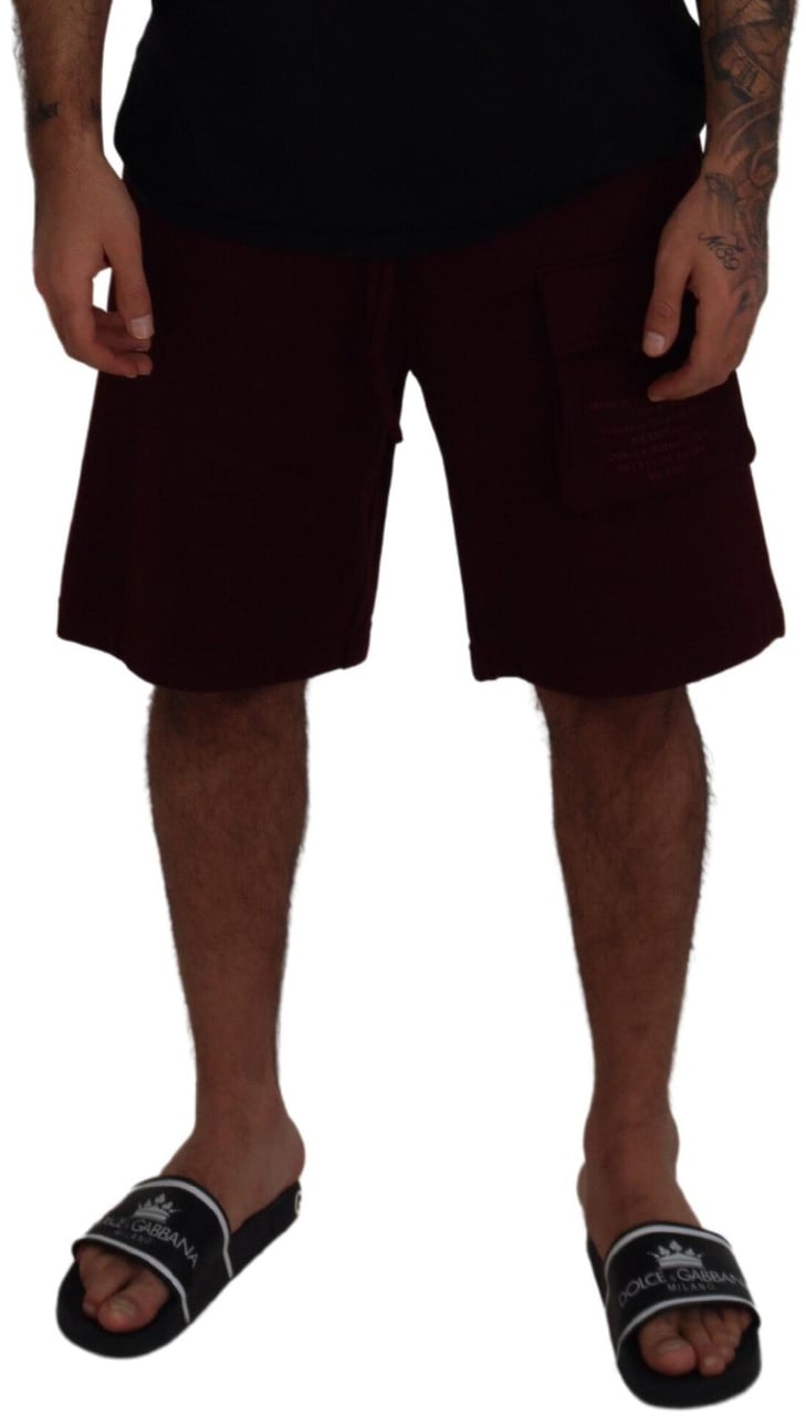 Dolce & Gabbana Maroon Bermuda Cargo Men Shorts Zwart