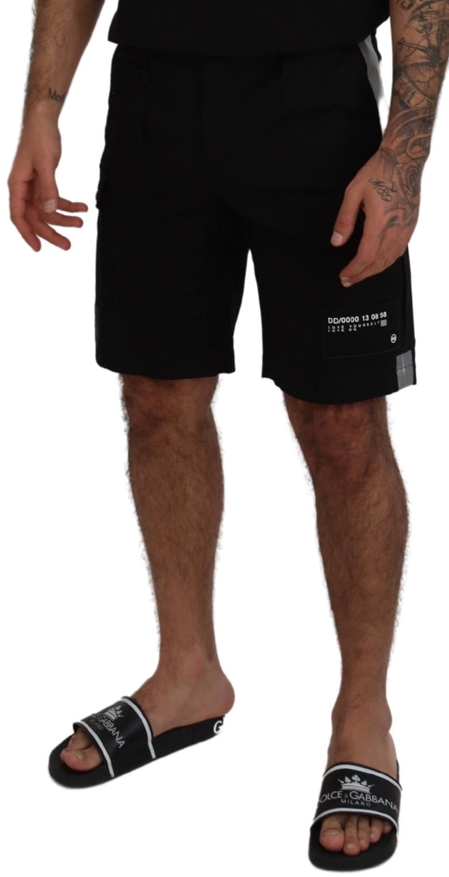 Dolce & Gabbana Black Bermuda Cargo Casual Shorts Zwart