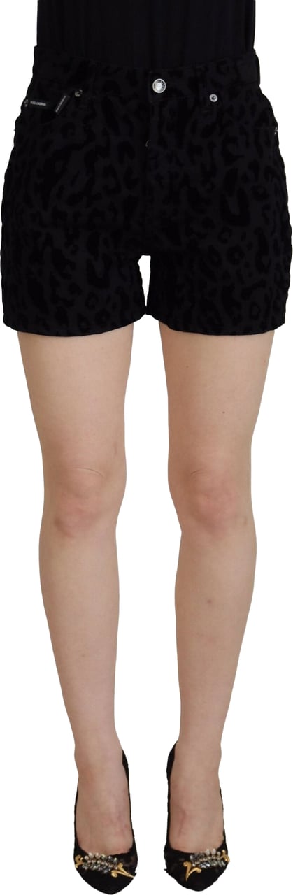 Dolce & Gabbana Black Denim Cotton Stretch Hot Pants Shorts Zwart