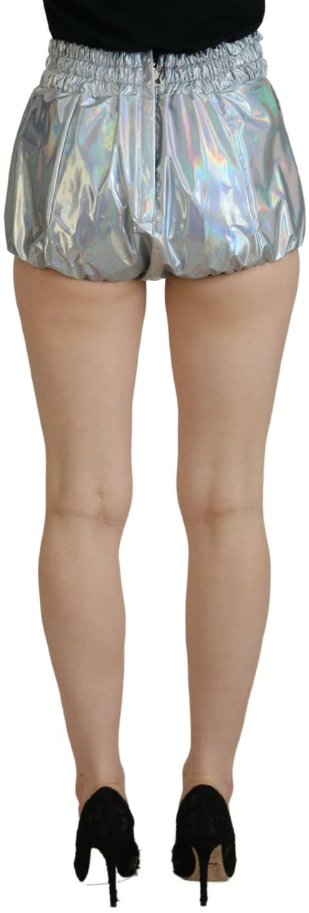 Dolce & Gabbana Silver Holographic High Waist Hot Pants Shorts Zilver