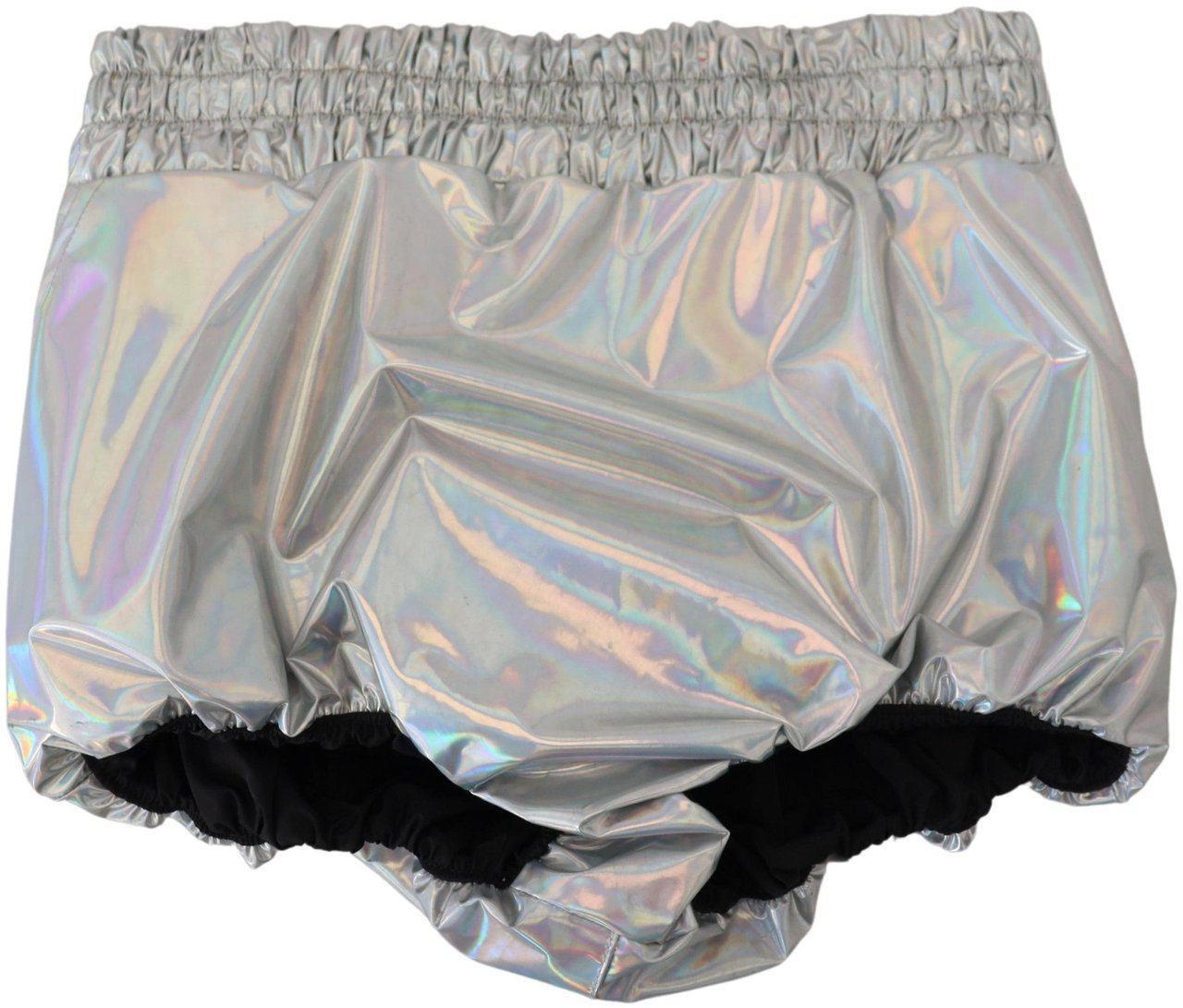 Dolce & Gabbana Silver Holographic High Waist Hot Pants Shorts Zilver