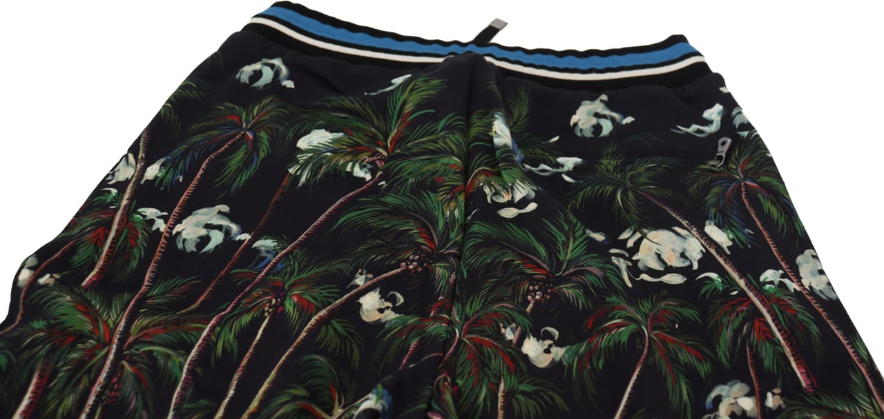 Dolce & Gabbana Black Cotton Volcano Print Casual Shorts Zwart