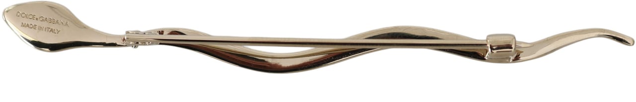 Dolce & Gabbana Silver Brass Crystal Spilla Serpente Brooch Pin Grijs