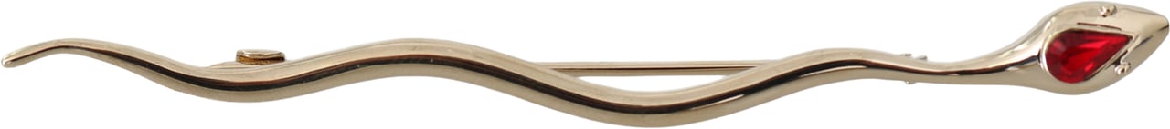 Dolce & Gabbana Silver Brass Crystal Spilla Serpente Brooch Pin Grijs