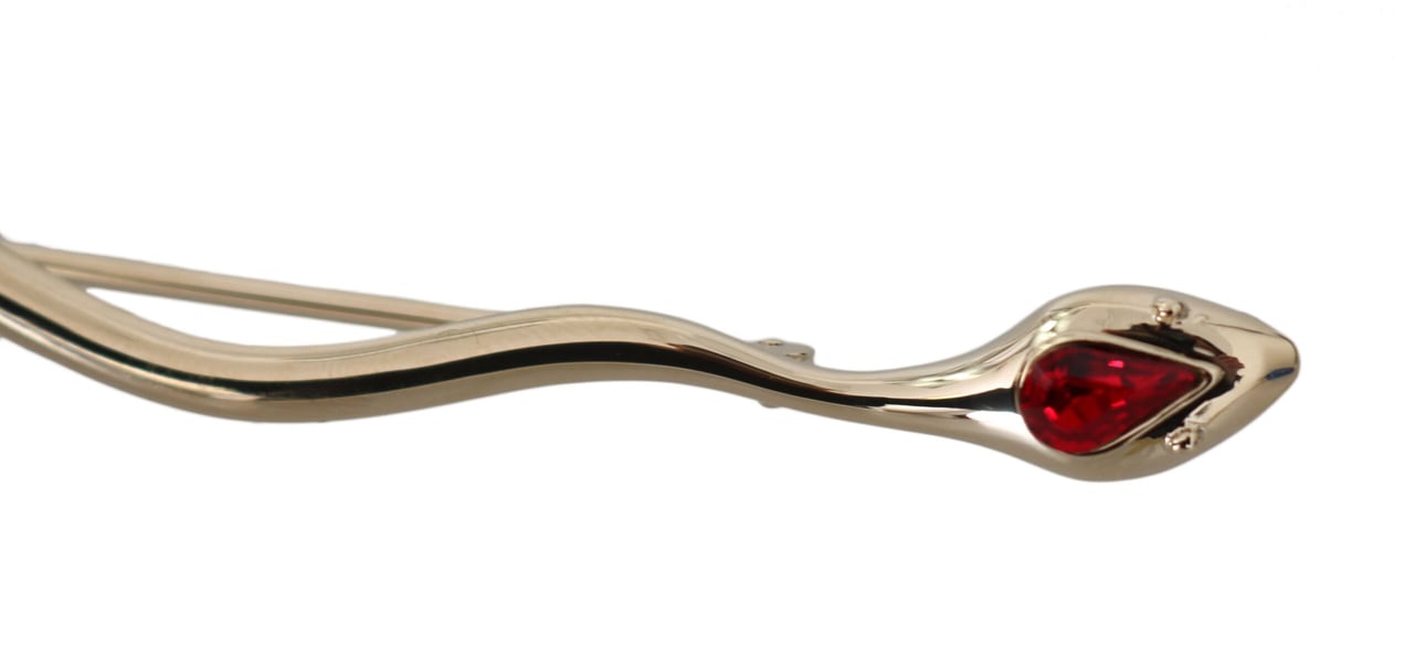 Dolce & Gabbana Silver Brass Crystal Spilla Serpente Brooch Pin Grijs
