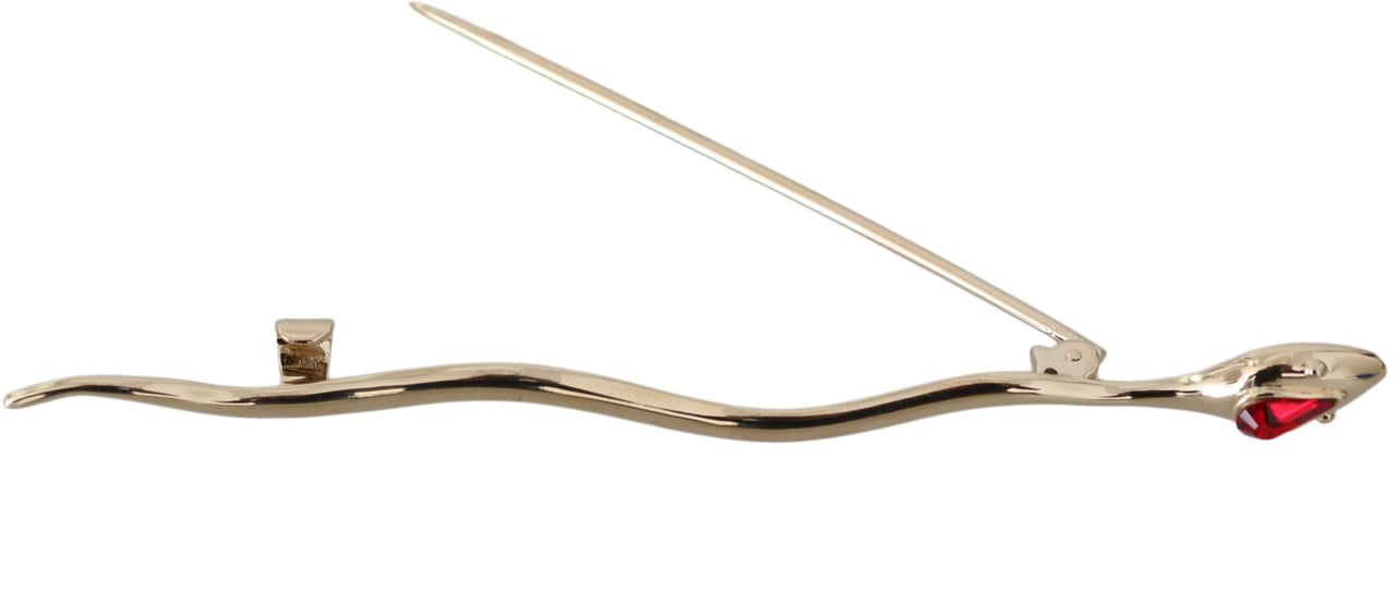 Dolce & Gabbana Silver Brass Crystal Spilla Serpente Brooch Pin Grijs