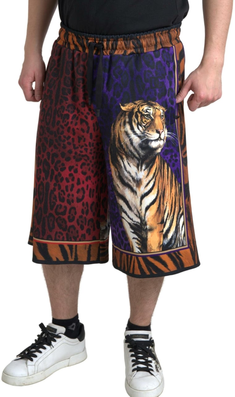 Dolce & Gabbana Multicolor Tiger Print Men Bermuda Shorts Divers