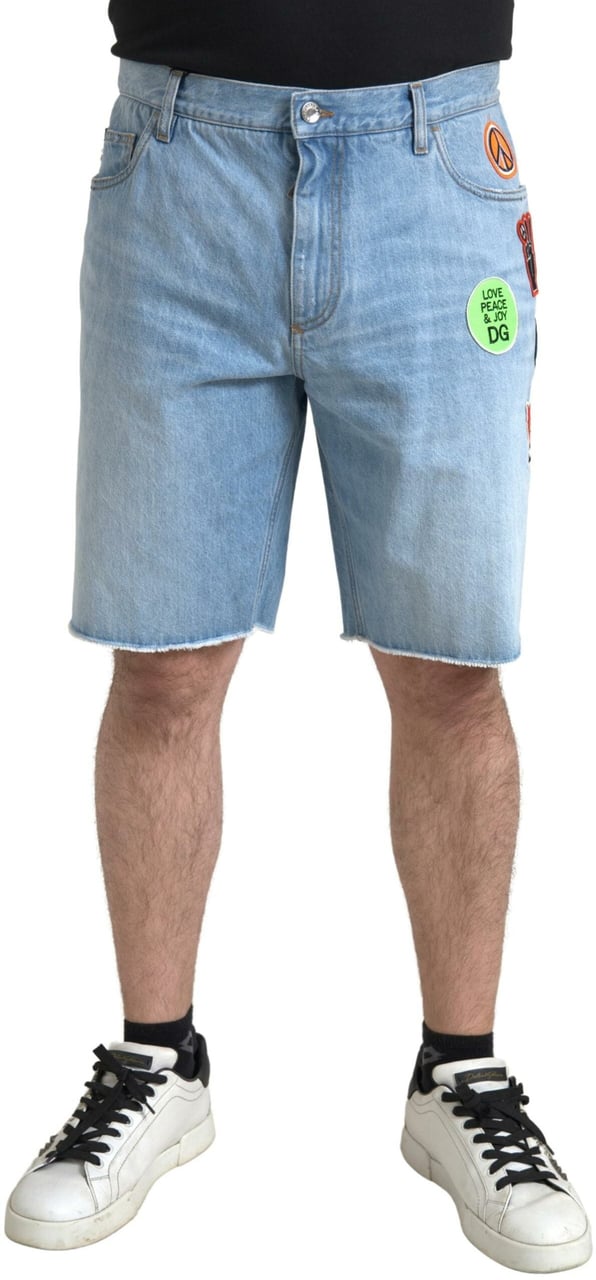 Dolce & Gabbana Light Blue Cotton Men Bermuda Denim Shorts Blauw
