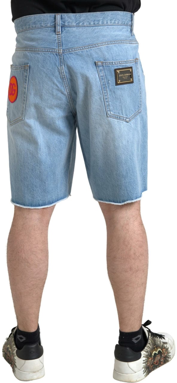 Dolce & Gabbana Light Blue Cotton Men Bermuda Denim Shorts Blauw