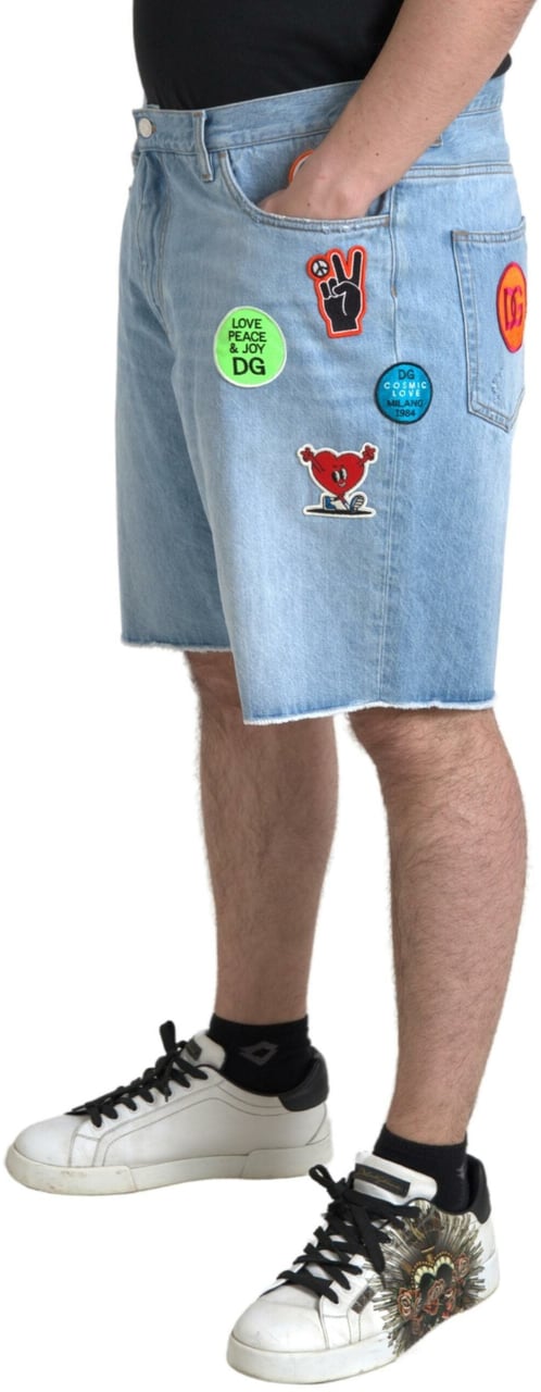 Dolce & Gabbana Light Blue Cotton Men Bermuda Denim Shorts Blauw