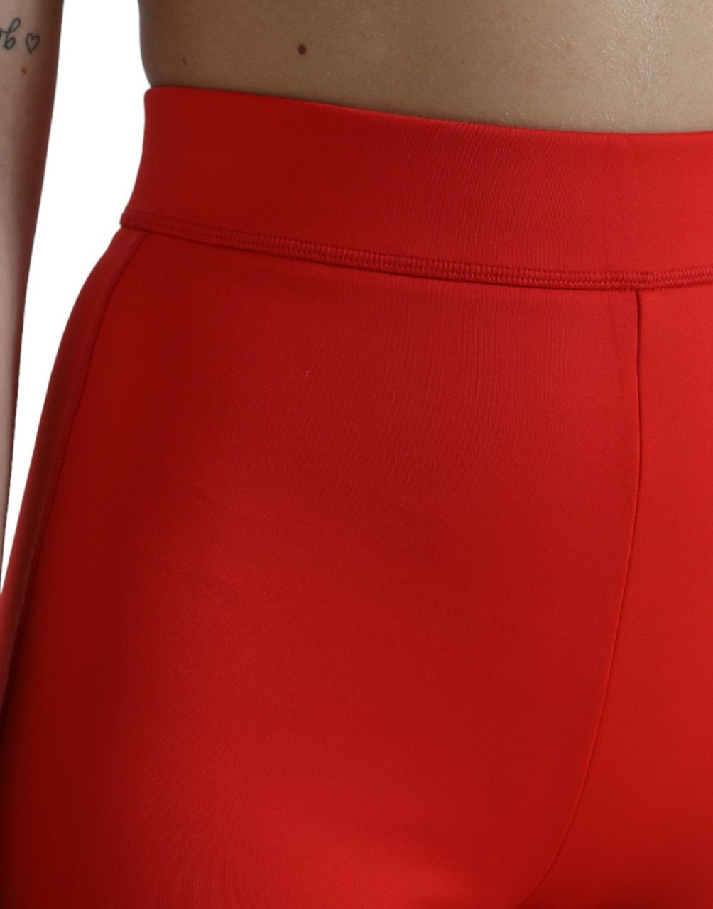 Dolce & Gabbana Red Nylon Stretch Slim Leggings Pants Rood