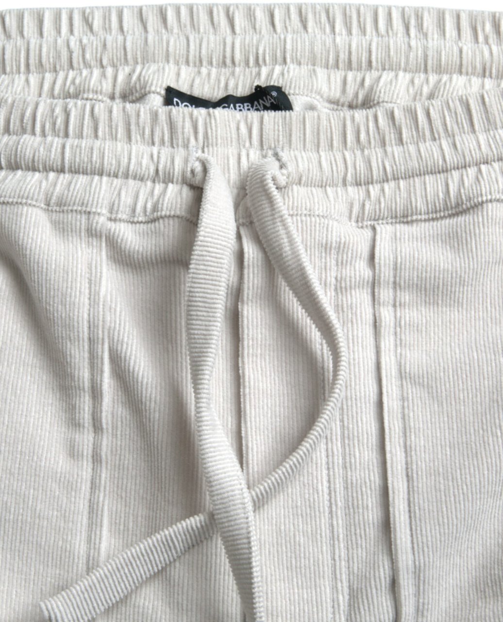 Dolce & Gabbana Beige Cotton Corduroy Logo Bermuda Shorts Beige