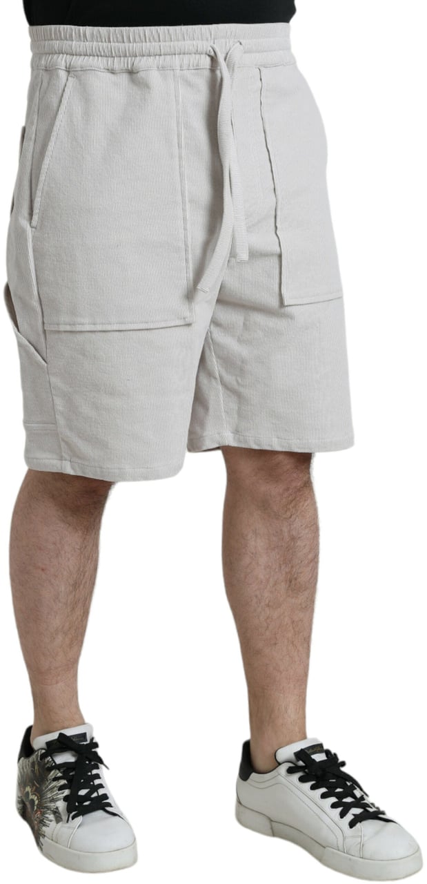 Dolce & Gabbana Beige Cotton Corduroy Logo Bermuda Shorts Beige