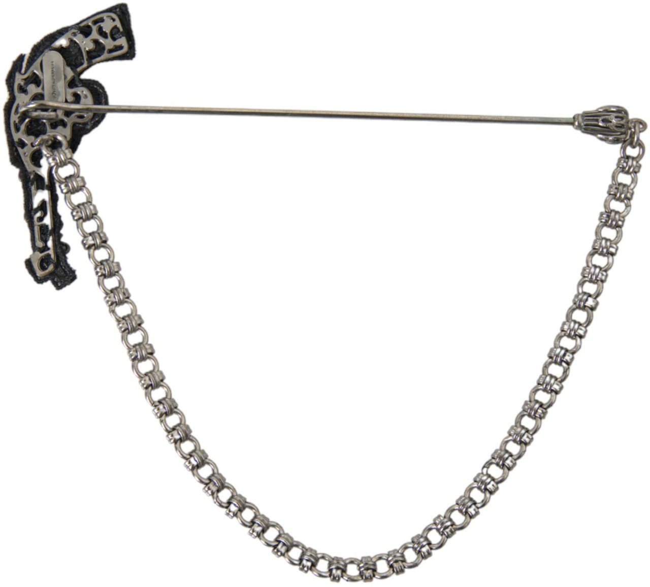 Dolce & Gabbana Brass Copper Silk Revolver Gun Men Brooch Lapel Pin Zwart