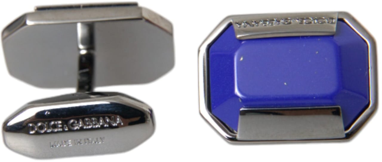 Dolce & Gabbana Silver Plated Brass Pin Crystal Cufflinks Zilver