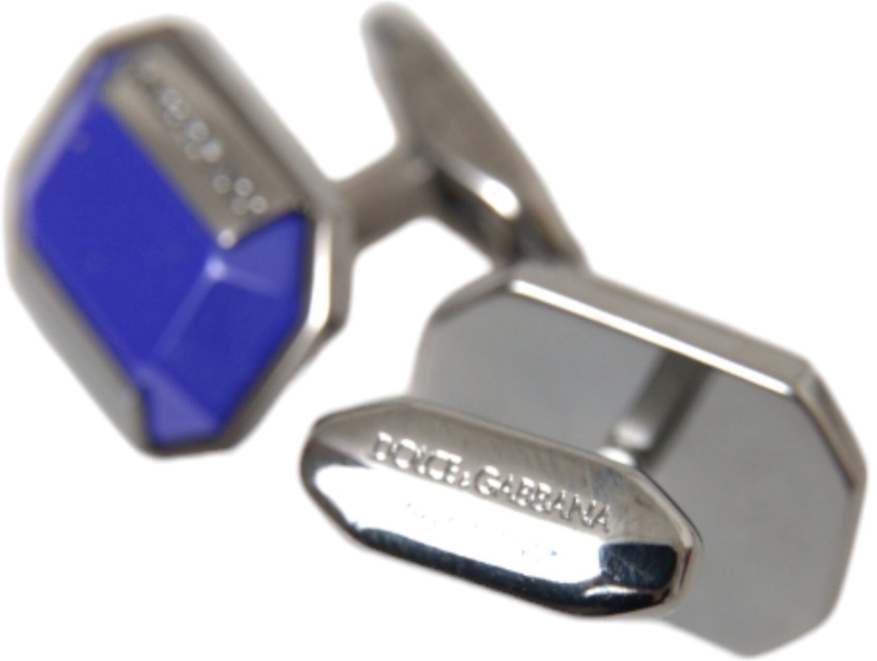 Dolce & Gabbana Silver Plated Brass Pin Crystal Cufflinks Zilver