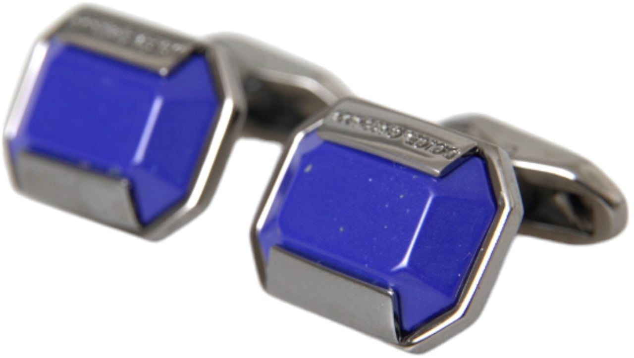 Dolce & Gabbana Silver Plated Brass Pin Crystal Cufflinks Zilver