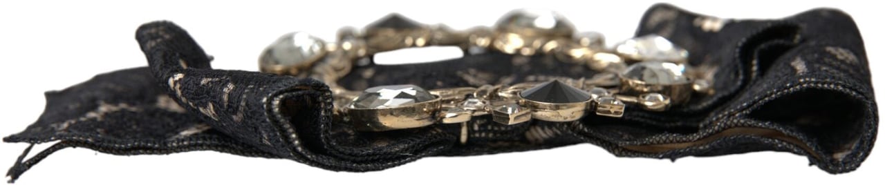Dolce & Gabbana Black Lace Crystal Handmade Brooch Hair Pin Zwart