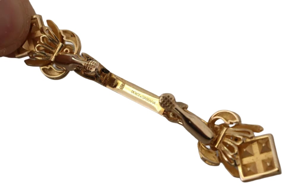 Dolce & Gabbana Gold Plated 925 Sterling Silver Crystal Collar Stop Brooch Zilver