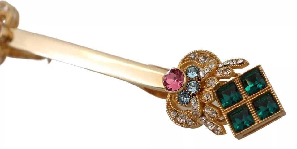 Dolce & Gabbana Gold Plated 925 Sterling Silver Crystal Collar Stop Brooch Zilver