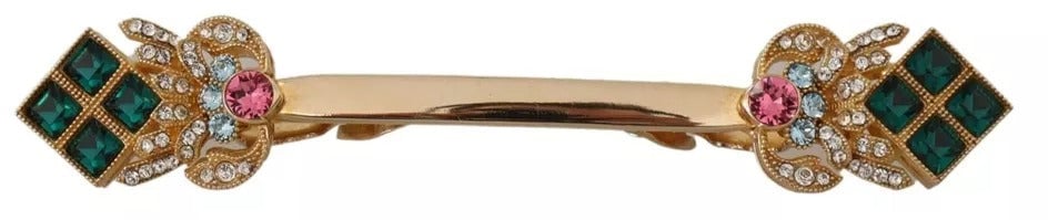 Dolce & Gabbana Gold Plated 925 Sterling Silver Crystal Collar Stop Brooch Zilver