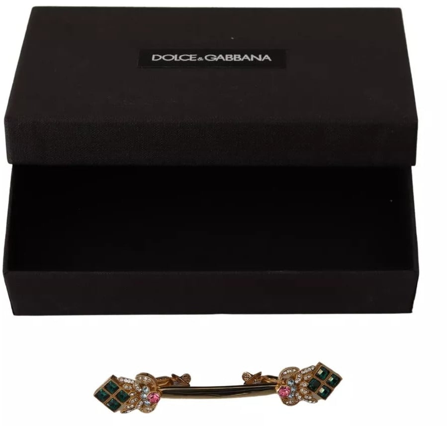 Dolce & Gabbana Gold Plated 925 Sterling Silver Crystal Collar Stop Brooch Zilver