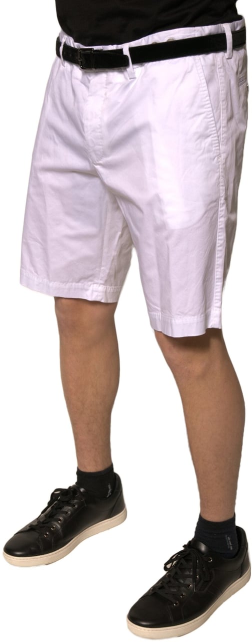 Dolce & Gabbana White Chinos Cotton Stretch Casual Shorts Wit