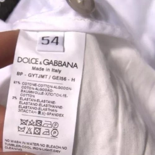 Dolce & Gabbana White Chinos Cotton Stretch Casual Shorts Wit