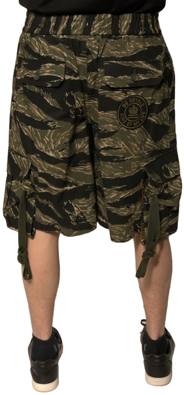 Dolce & Gabbana Black Gold Patterned Cotton Bermuda Shorts Zwart