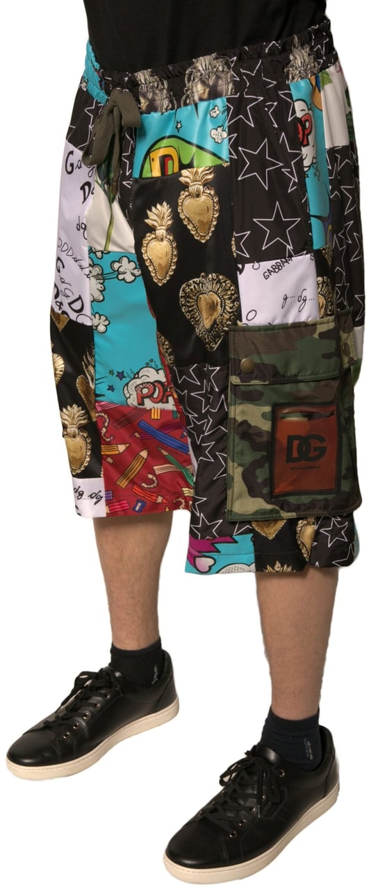 Dolce & Gabbana Multicolor Patchwork Cargo Bermuda Shorts Divers