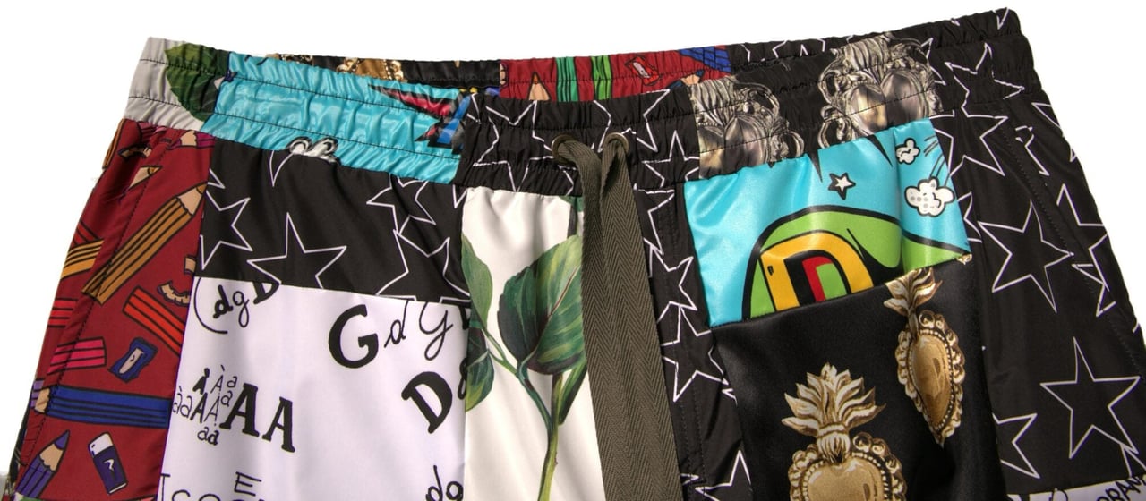 Dolce & Gabbana Multicolor Patchwork Cargo Bermuda Shorts Divers