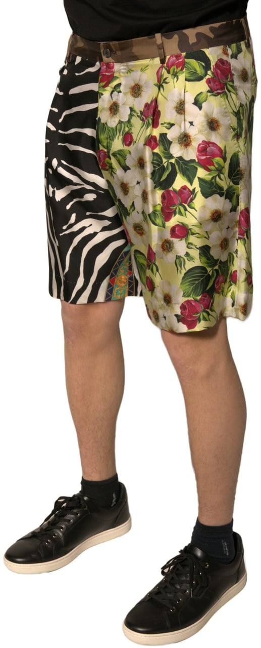 Dolce & Gabbana Multicolor Patchwork Silk Men Chino Shorts Divers