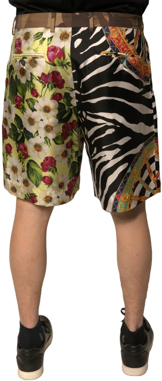 Dolce & Gabbana Multicolor Patchwork Silk Men Chino Shorts Divers