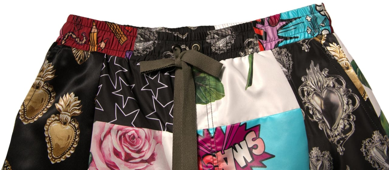Dolce & Gabbana Multicolor Patchwork Cargo Bermuda Shorts Divers