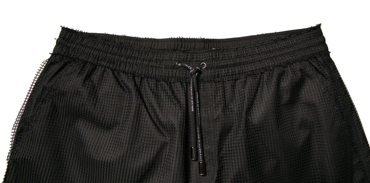 Dolce & Gabbana Black Polyester Jersey Mid Waist Shorts Zwart