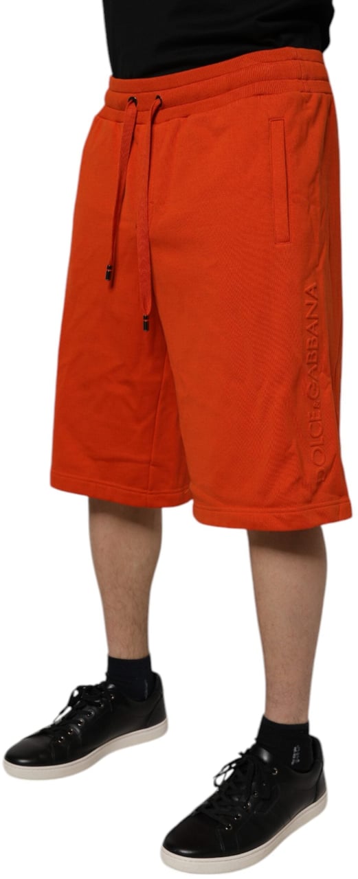 Dolce & Gabbana Red Cotton Blend Mid Waist Men Bermuda Shorts Rood