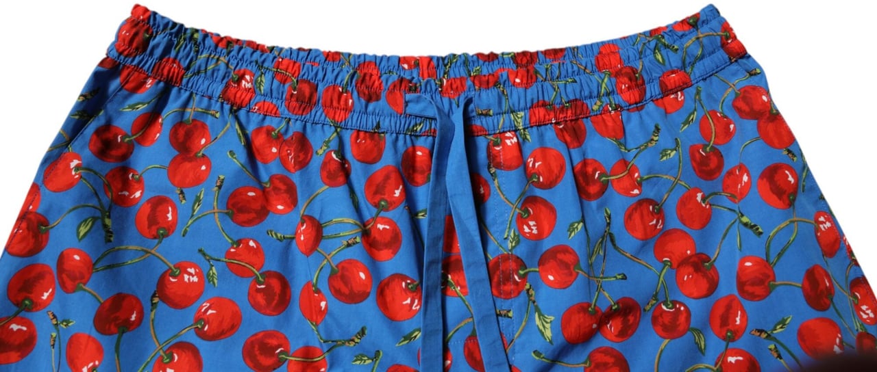 Dolce & Gabbana Blue Cherry Print Cotton Men Bermuda Shorts Blauw