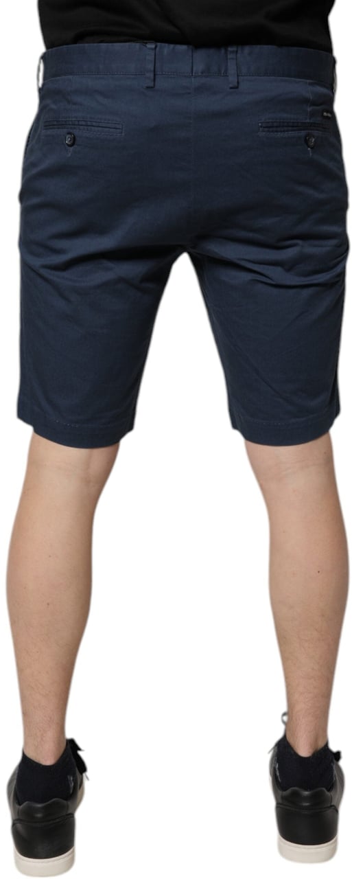 Dolce & Gabbana Blue Cotton Mid Waist Men Bermuda Shorts Blauw